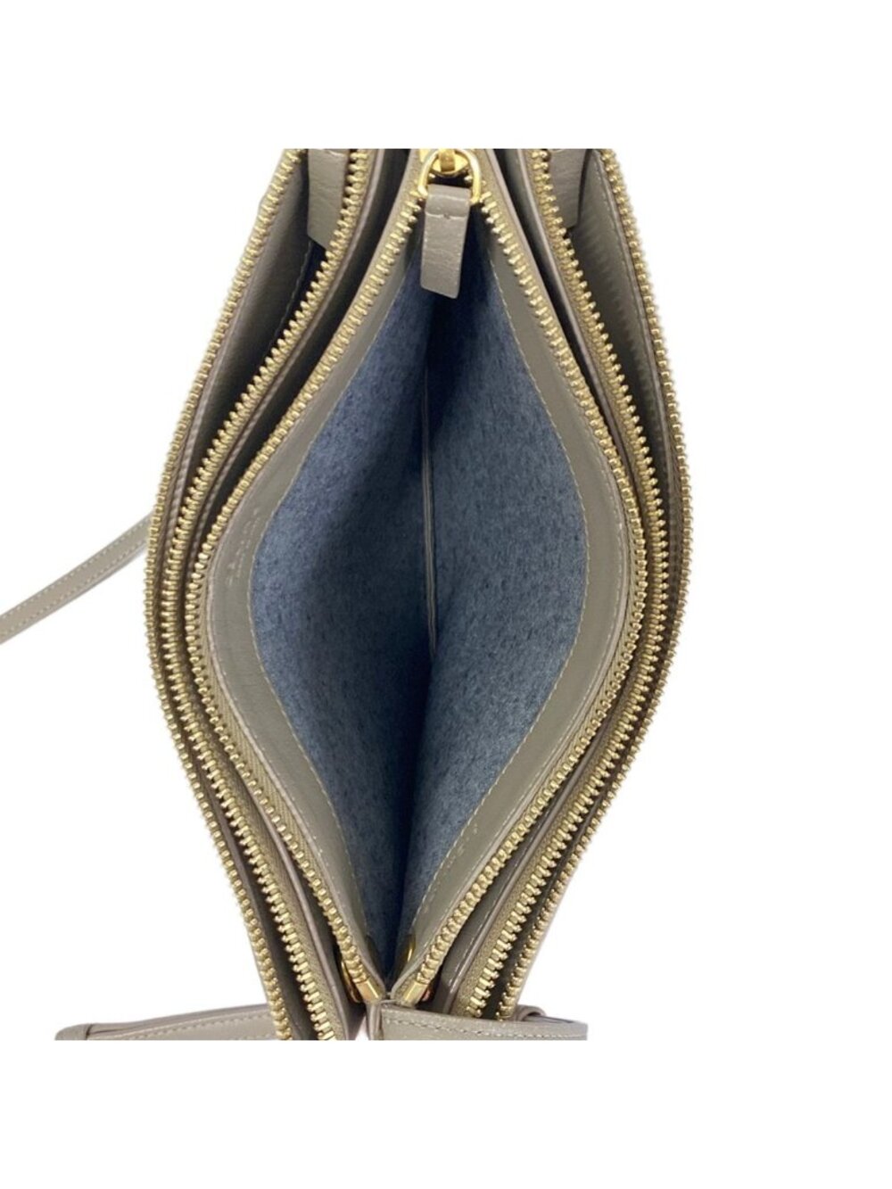★SOLD★ ★SOLD★ Celine Shoulder Bag Triolage Gray Beige Leather - Picture 7 of 12